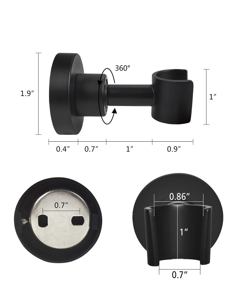 PHASAT Shower Head Holder Wall Mount SUS304 Stainless Steel Shower Wand Holder,Adjustable Handheld Shower Head Bracket Holder Matte Black,A13021B - Image 4